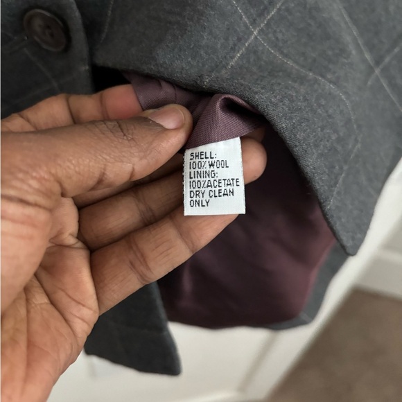 Talbots blazer 100% wool plaid dark grey 3 button 14 - Picture 3 of 5